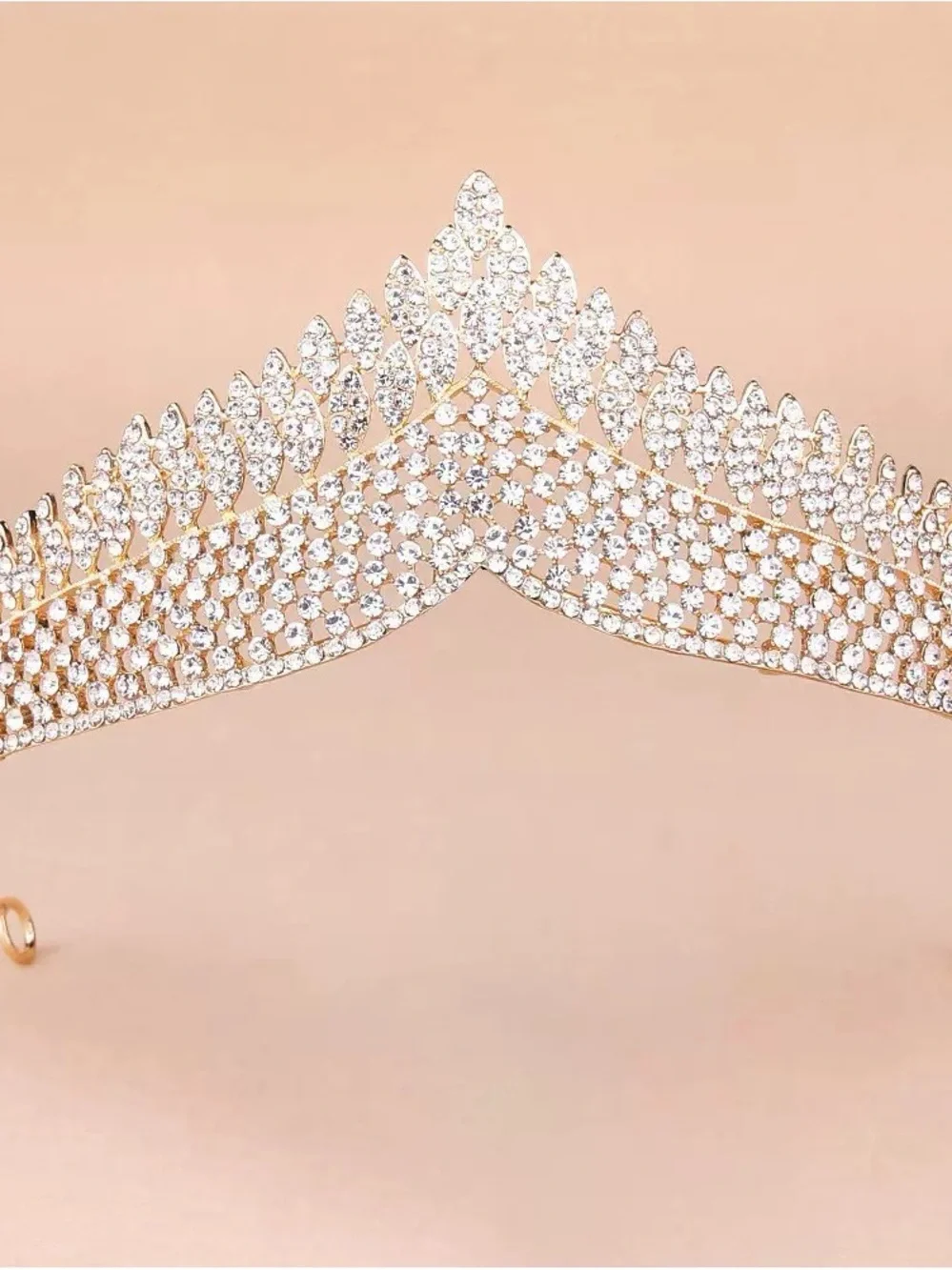 Gold Crystal Bridal Tiara with Clear Rhinestones